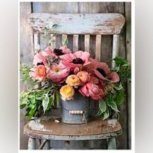 Rustic Flower Bucket Diamond Painting Kit 30x40cm DIY Floral Home Décor Pink